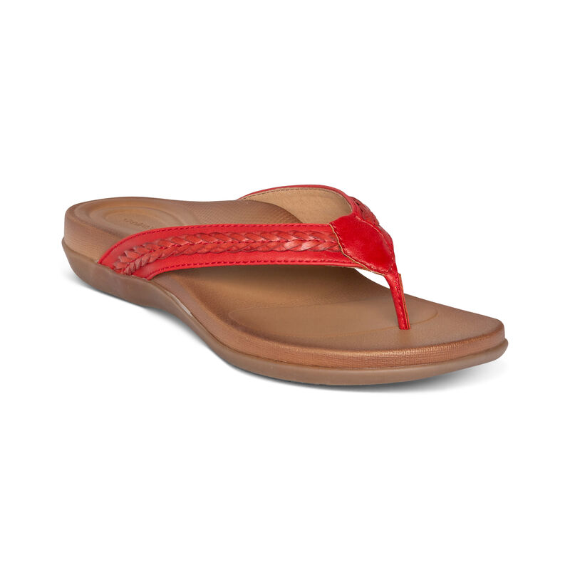 Aetrex Womens Emmy Braided Thong Flip Flops Red - pKfXHE4yt